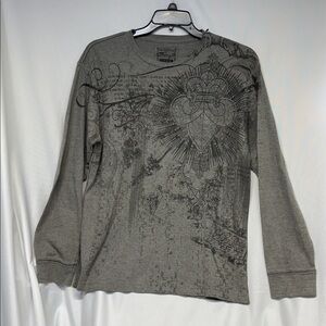 Retrofit Shirt Large Gray Grunge Punk Thermal Casual Biker Logo Skater shirt L